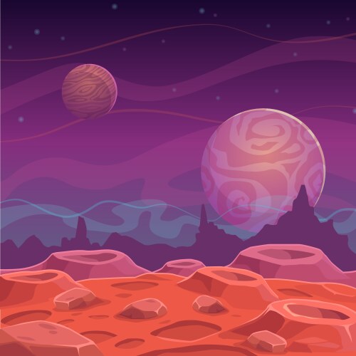 Cartoon fantasy space background alien planet Vector Image