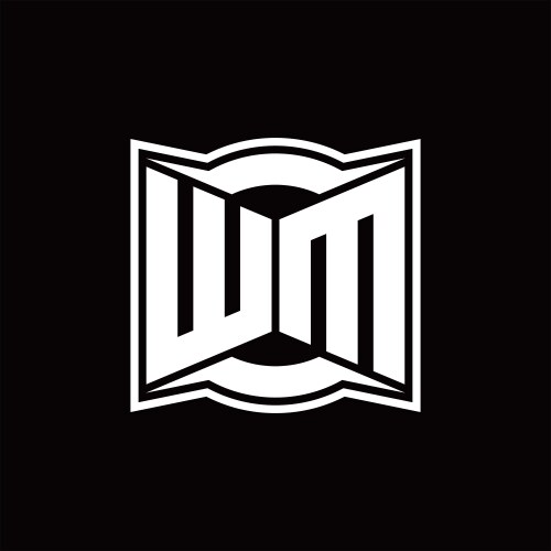Wm logo monogram with abstract shape design vector image