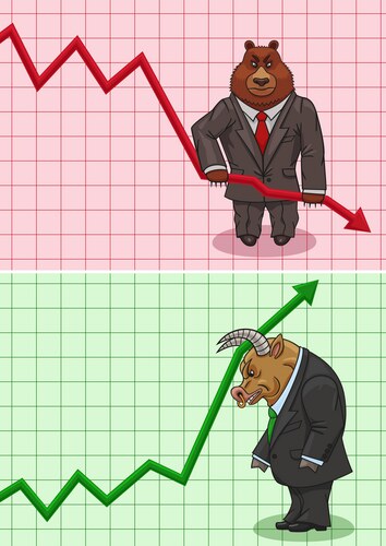 actions of bear and bull on the stock exchange vector image