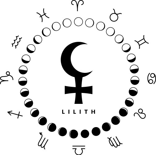 astrologic symbol lilith or black moon isolated vector