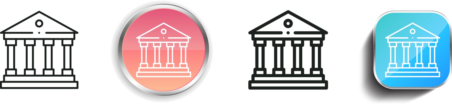 Bank icon thin linear regular and button style vector image