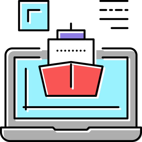 Ship modeling computer program color icon vector image