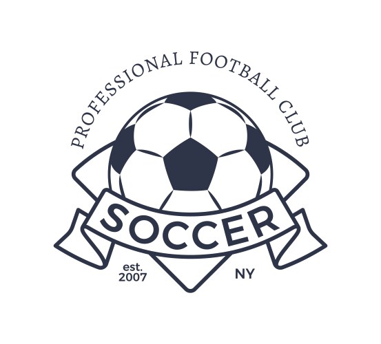 Soccer Ball Club Badge - Monochrome Emblem Vector Image