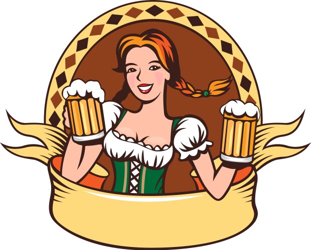 Beer girl emblem vector image