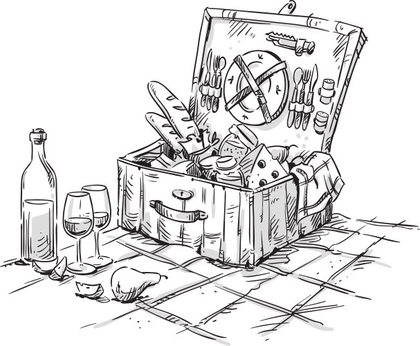 Picnic Basket Lunch Vector Image