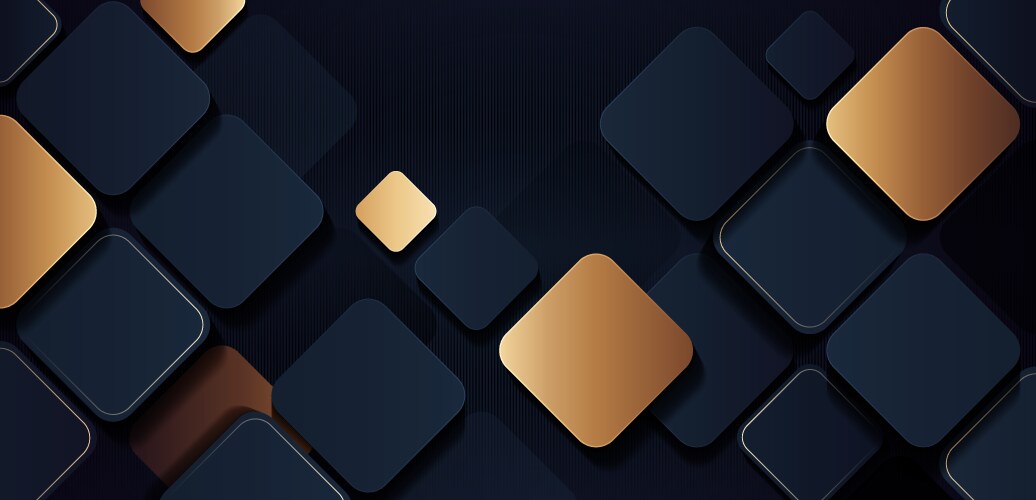 abstract dark blue and gold square shapes vector image