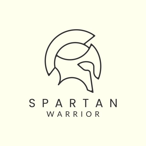 Spartan Warriors Line Art Logo Vector Image