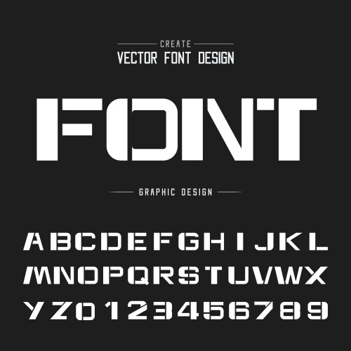 tech bold font and alphabet technology design vector