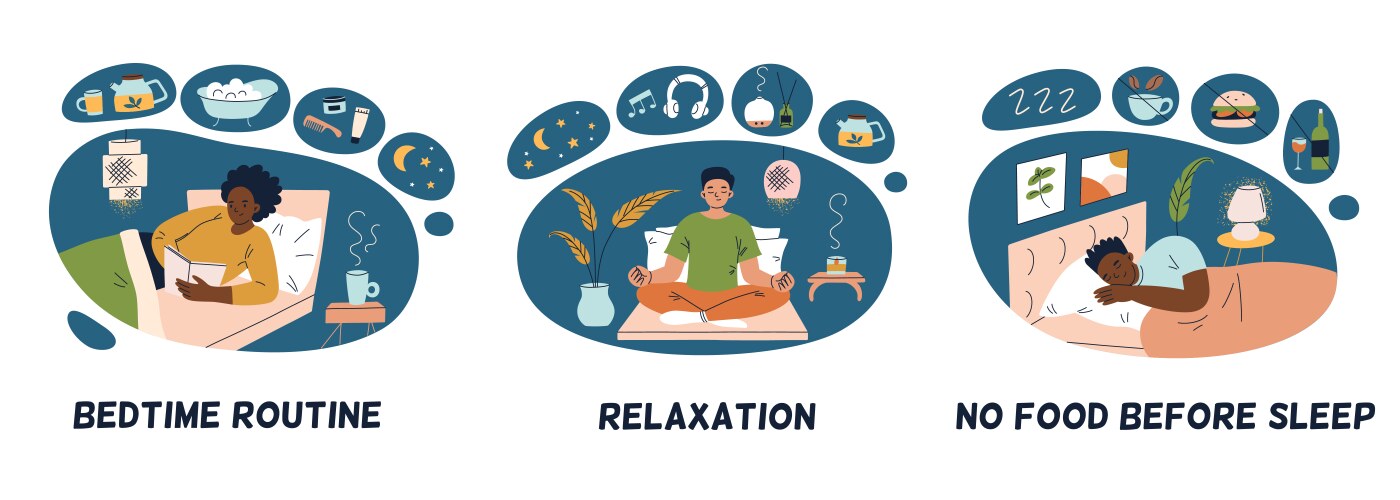 Bedtime Routine: Sleep Habits – Royalty-Free Vector | VectorStock