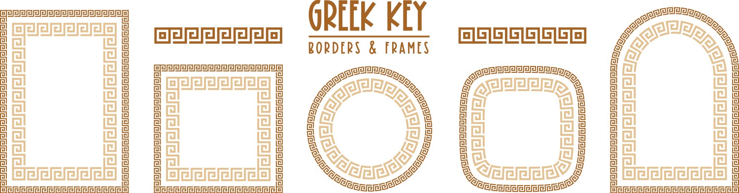 Greek key pattern seamless borders collection Vector Image
