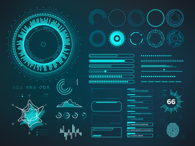 Hud loading progress bars sci fi interface Vector Image