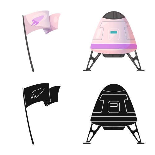 Mars and space icon set Vector Image