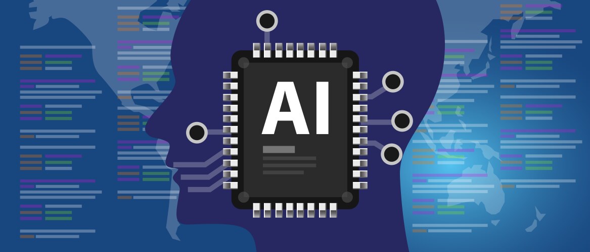 Ai artificial intelligence programming code human vector image
