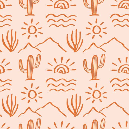 Aztec south western cacti simple boho pattern Vector Image