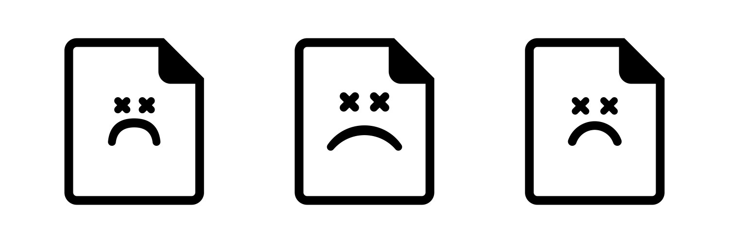 Corrupted file icon failed document with error vector image