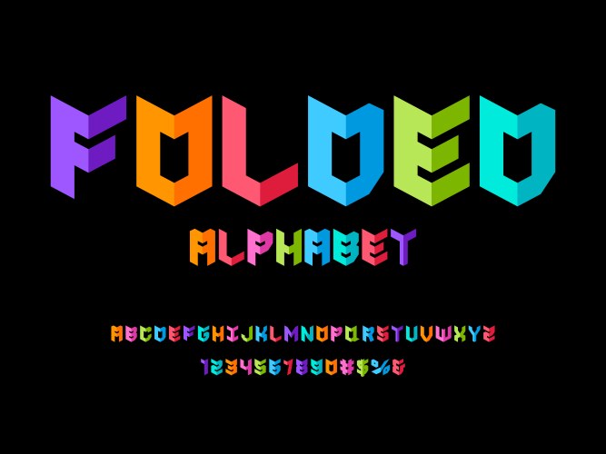 Paper style font design folded alphabet letters Vector Image