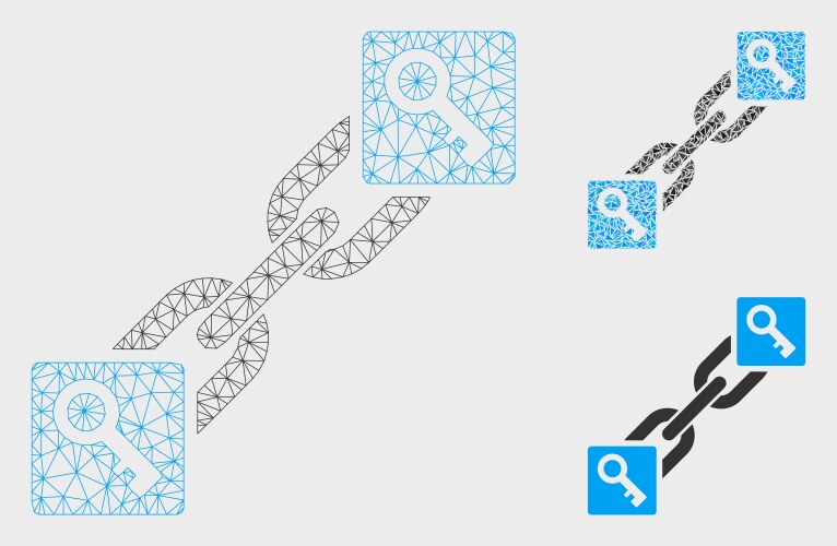 Key blockchain mesh 2d model and triangle vector image