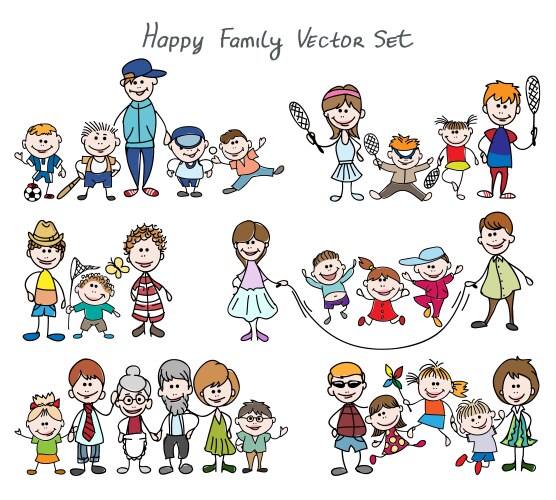 Cute Family Doodle Sketch Vector Image