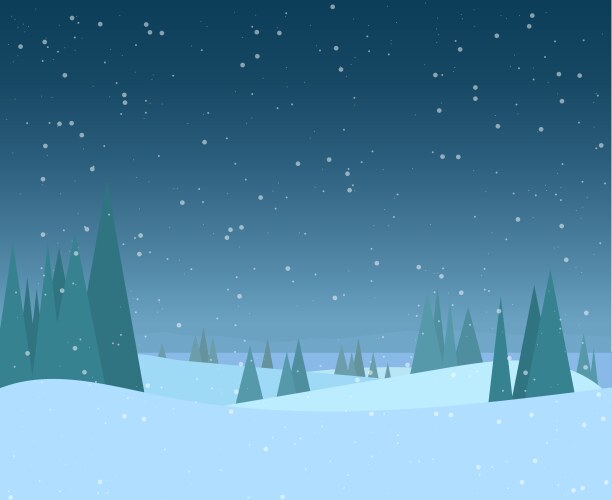 night winter forest vector