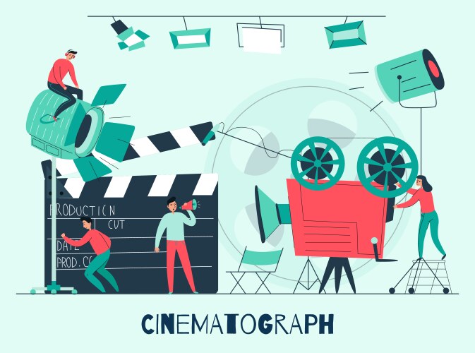 Cinema flat composition Royalty Free Vector Image