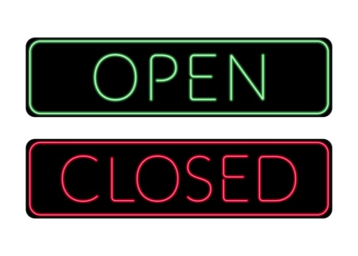 Open and closed door sign Royalty Free Vector Image