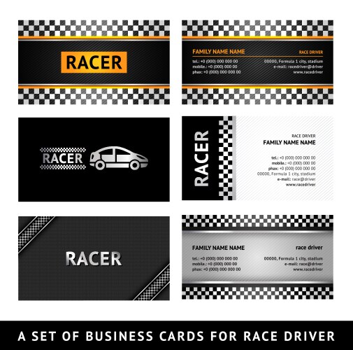 business card driver race - first set vector image