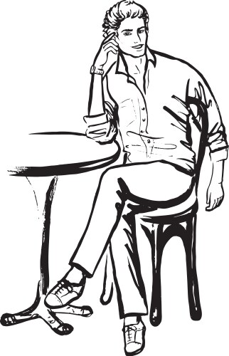 Man sitting in cafe Vector Image