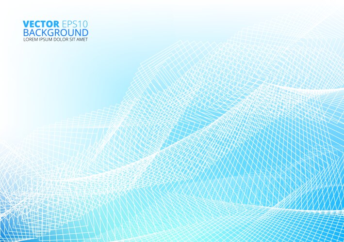 Abstract blue gradient with white wavy lines Vector Image