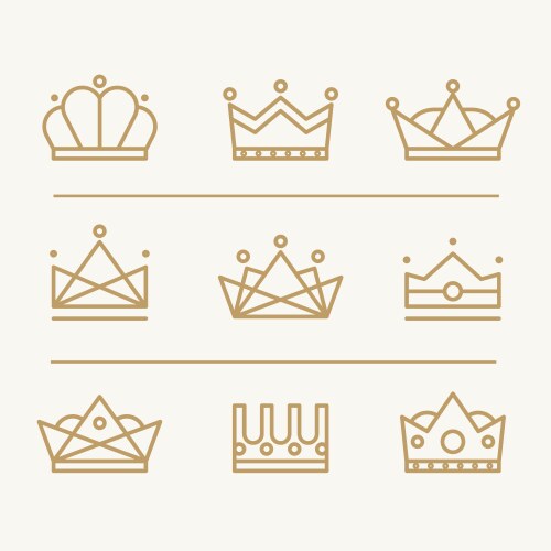 Doodle crown kingdom tiaras crowns king queen Vector Image