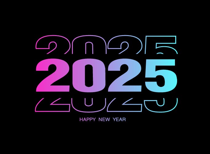 New Year 2025 Festive Gold & Black Vector Image