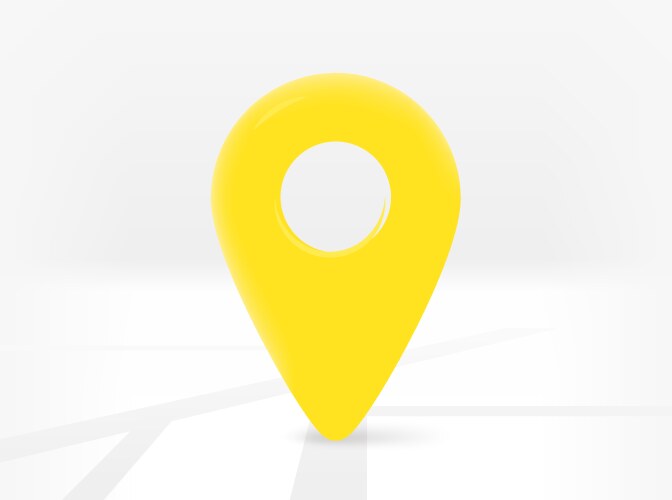 yellow location pin with road map 3d isolated vector image vector image