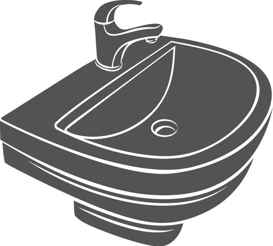 Bathroom sink for house plumbing glyph icon vector image