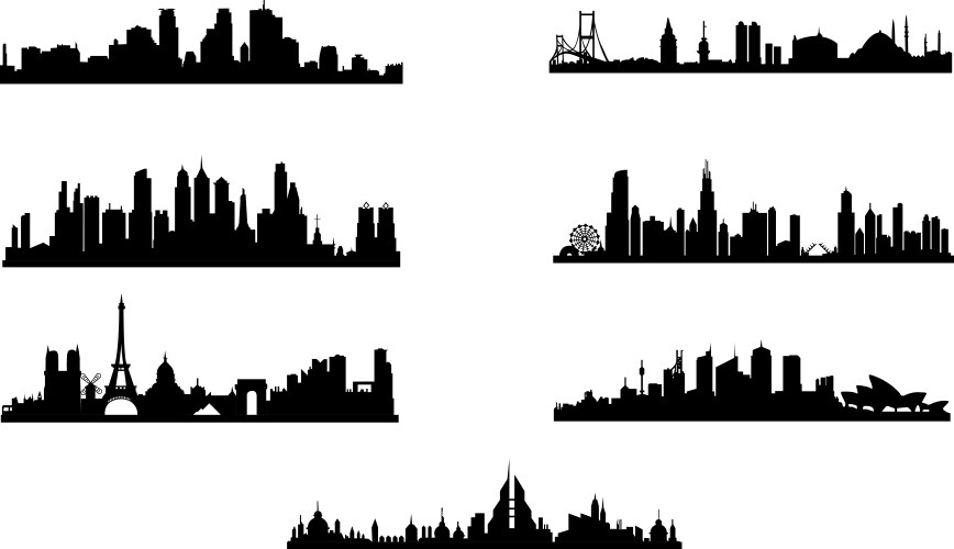 Silhouettes destroyed cities Royalty Free Vector Image