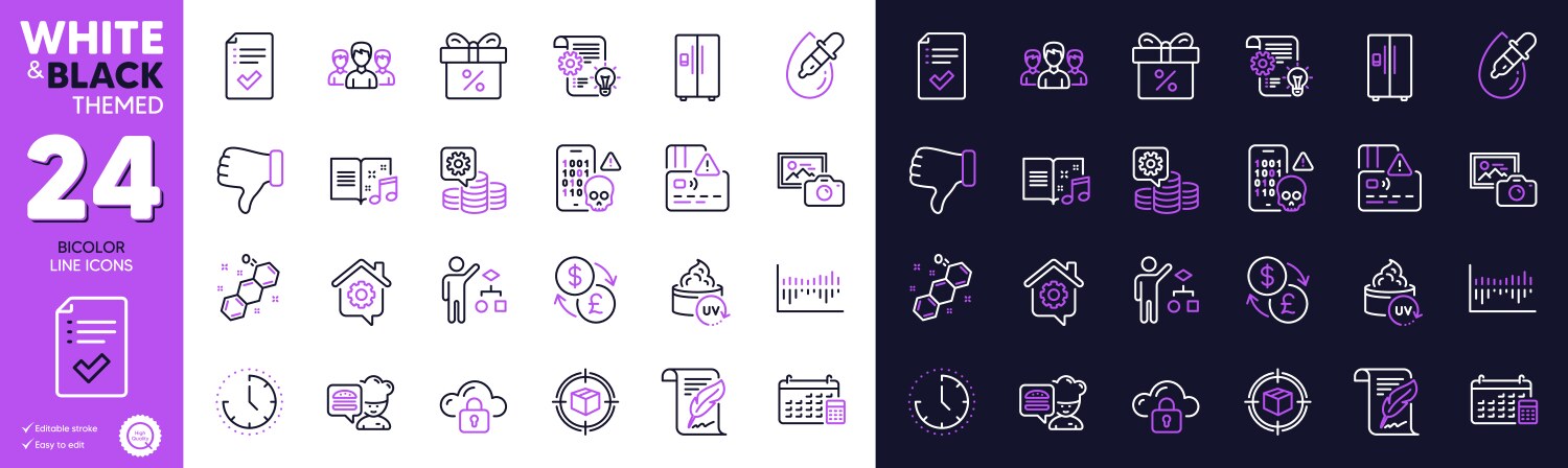 Time & Algorithm Line Icons vector image