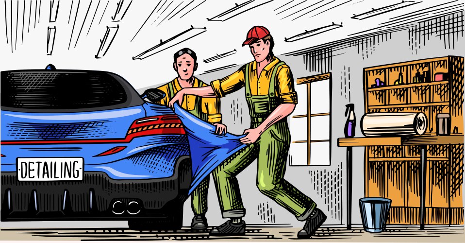 Automotive Film Wrapping - Vehicle Detail Vector Image