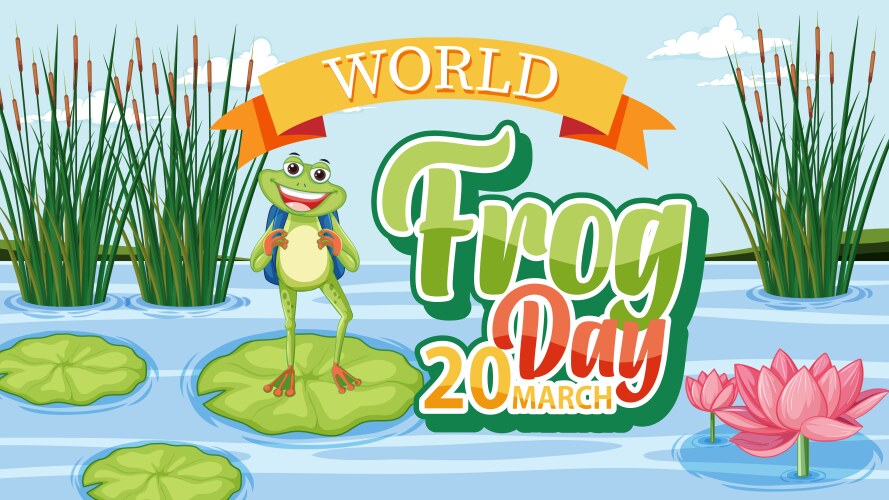 colorful celebrating world frog day in march vector image