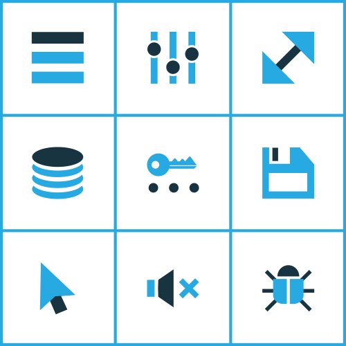 Interface icons colored set with resize cursor vector image