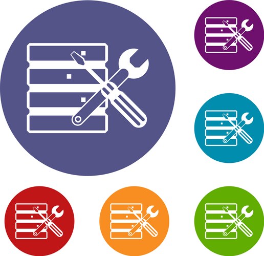 Database with screwdriverl and spanner icons set vector image