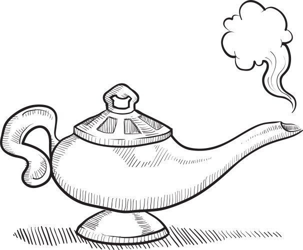 doodle genie lamp normal vector image