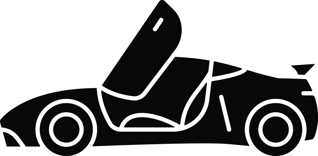 Car with butterfly doors black glyph icon Vector Image