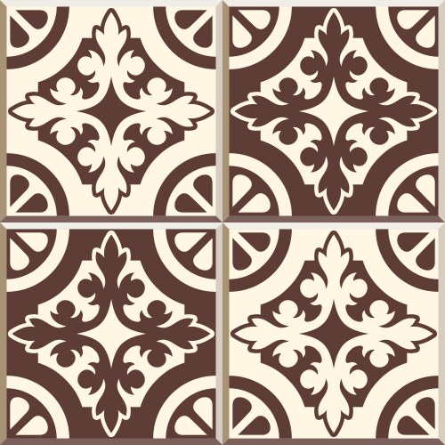 Retro floor tiles pattern set of four patterns vector image