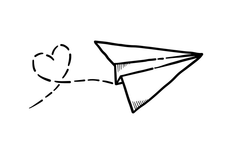 Doodle paper plane icon hand draw airplane Vector Image