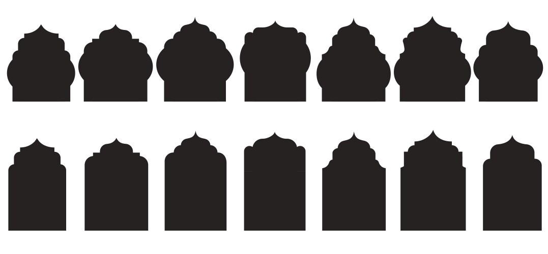 Islamic doors and arabian windows set mosque Vector Image