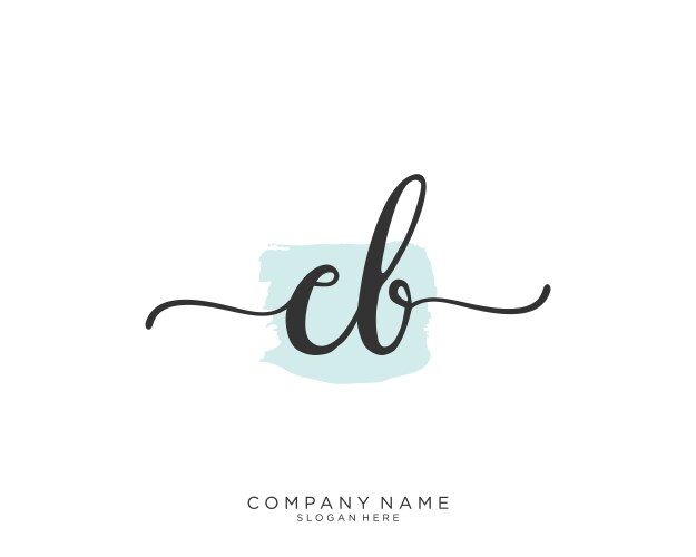Cb initial handwriting logo design Vector Image