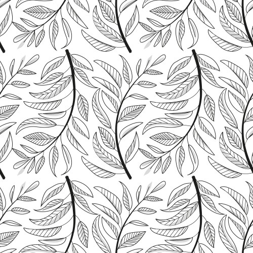 Black and white tropical leaves seamless pattern Vector Image