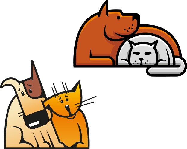 Dog and Cat Friendship Vector Image