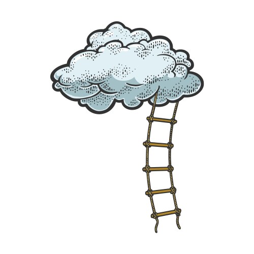 rope ladder to cloud sketch vector