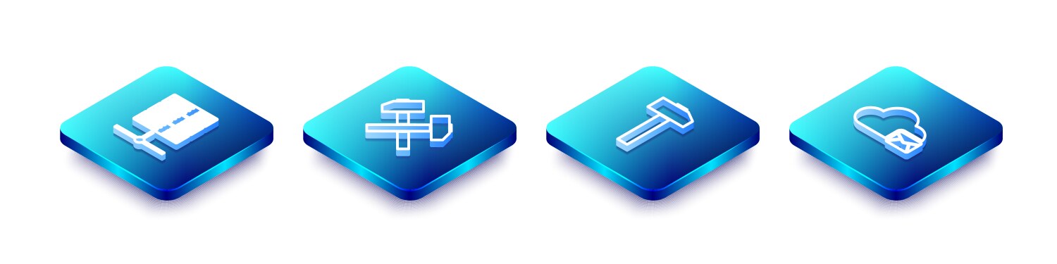 Set isometric line server data web hosting two vector image
