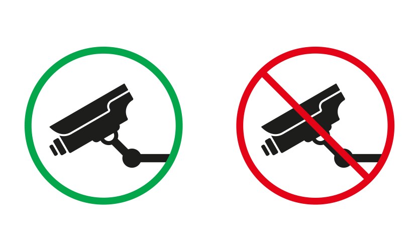 surveillance warning signs security silhouette vector image