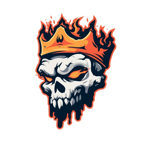 Esports logo with flaming skull design Vector Image